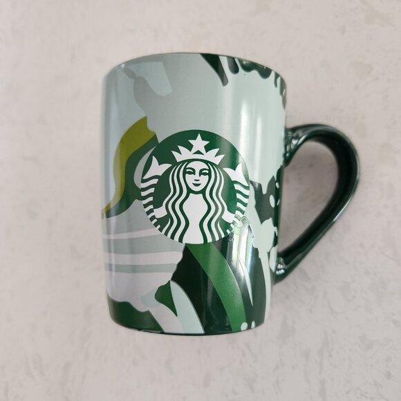 Starbucks Mug 2021 Camo Green Siren Mosaic Swirl Coffee Tea Mug 10 oz - Picture 1 of 6